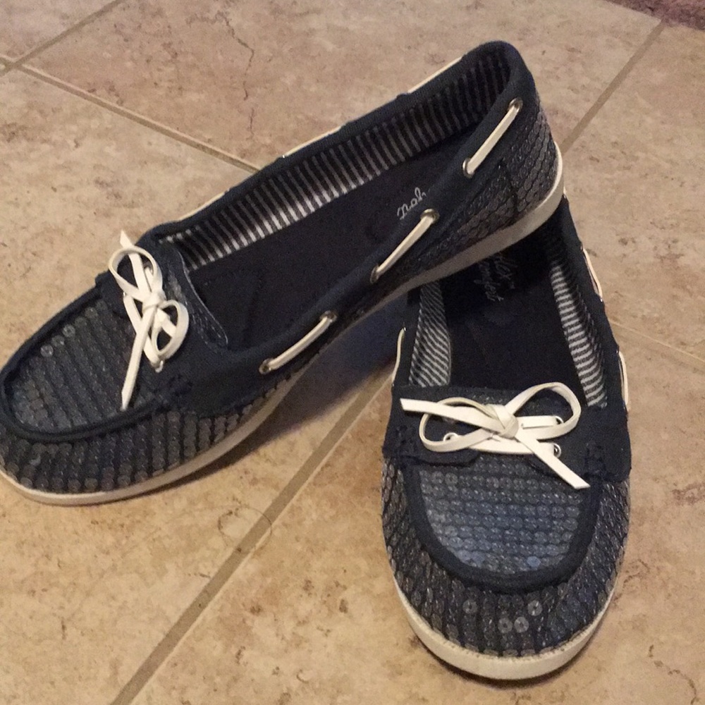 Navy Blue Sequence boat shoes
